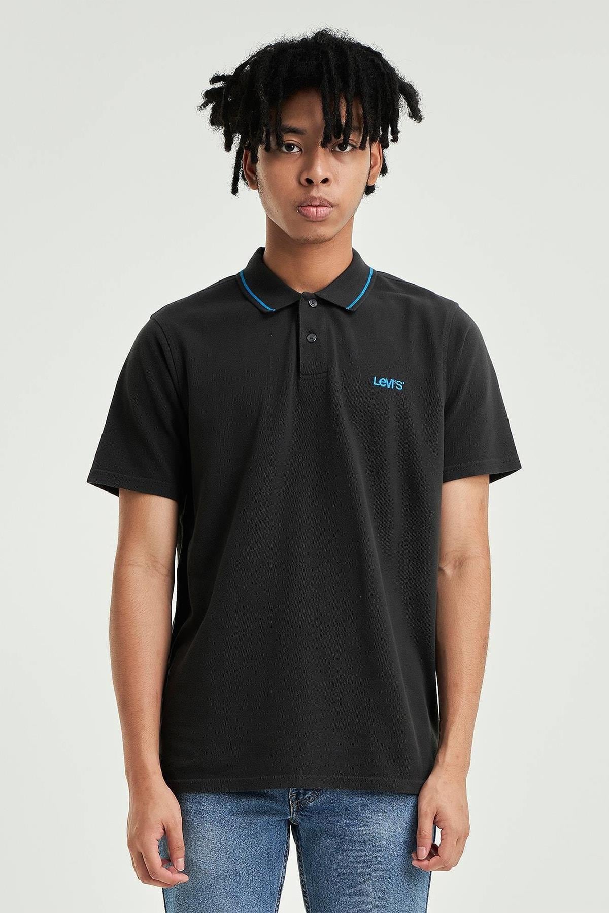 Levi's Erkek Siyah Mavi Nakış Polo T-shirt - A3121-0002 - Levi's - TYC00544037439