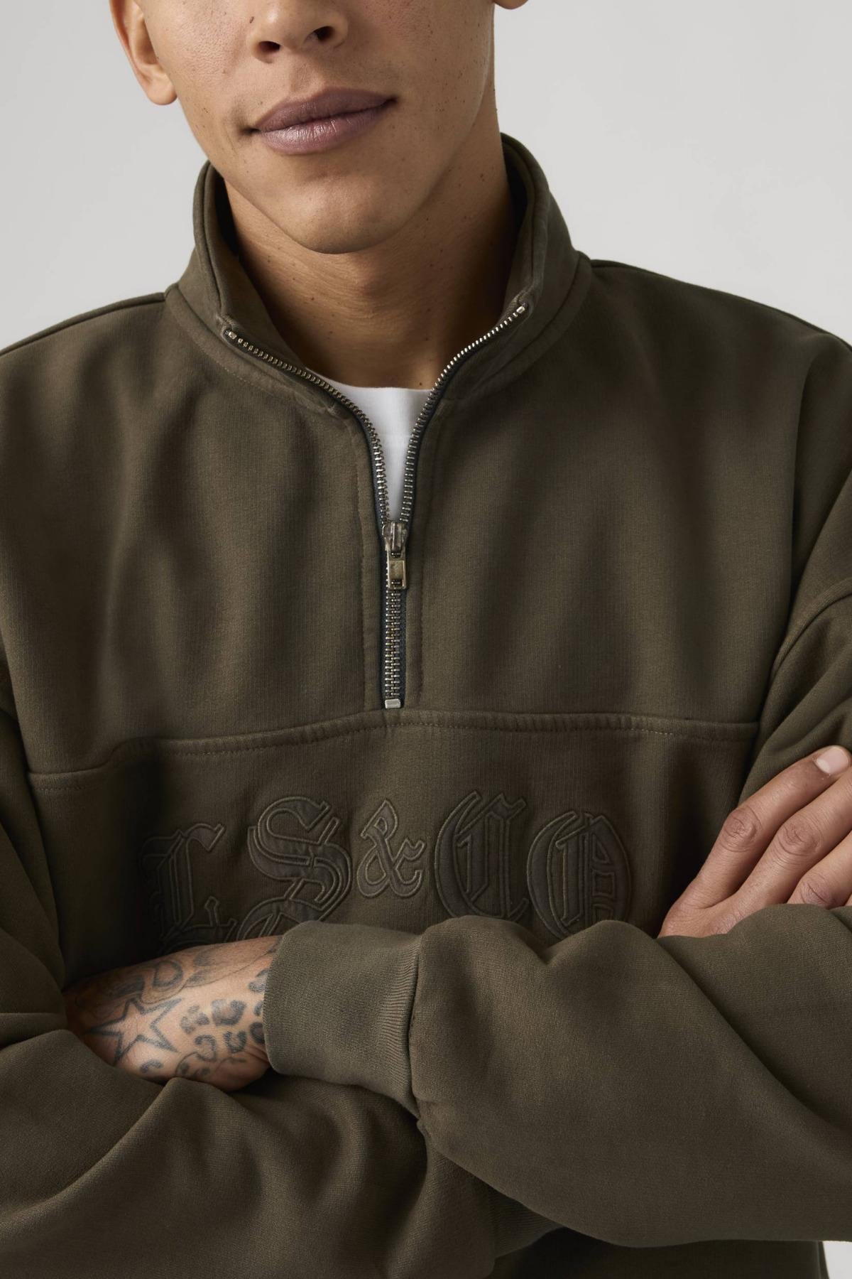 Levi's Erkek Yarım Fermuarlı Kahverengi Sweatshirt - 005HS-0006 - Levi's - 005HS-0006