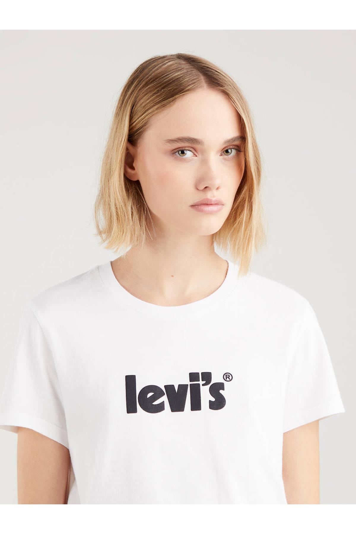Levi's Kadın Beyaz T-shirt Perfect Tee Poster Logo - A2086-0168 - Levi's - A2086-0168