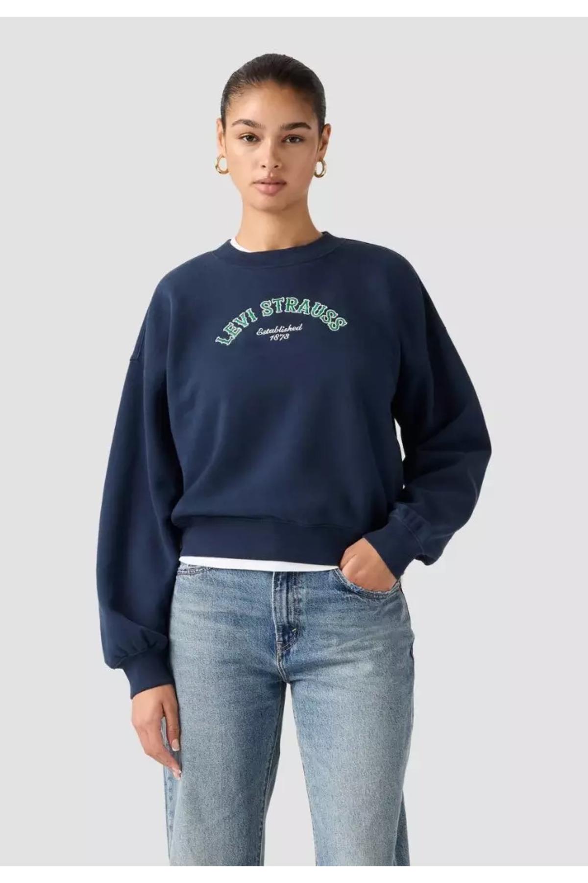 Levi's Kadın Bisiklet Yaka Bol Kesim Lacivert Sweatshirt - 005OZ-0001 - Levi's - 005OZ-0001