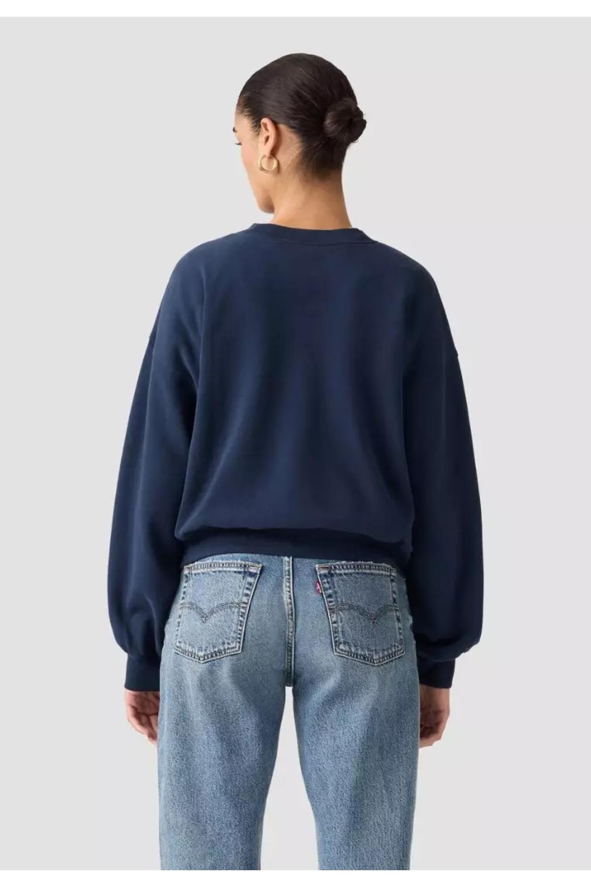 Levi's Kadın Bisiklet Yaka Bol Kesim Lacivert Sweatshirt - 005OZ-0001 - Levi's - 005OZ-0001