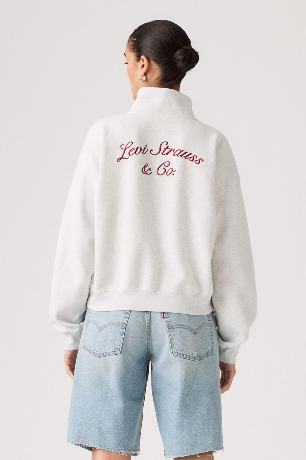 Levi's Kadın Dik Yaka Fermuarlı Gri Sweatshirt - 005GS-0001  - Levi's - 005GS-0001