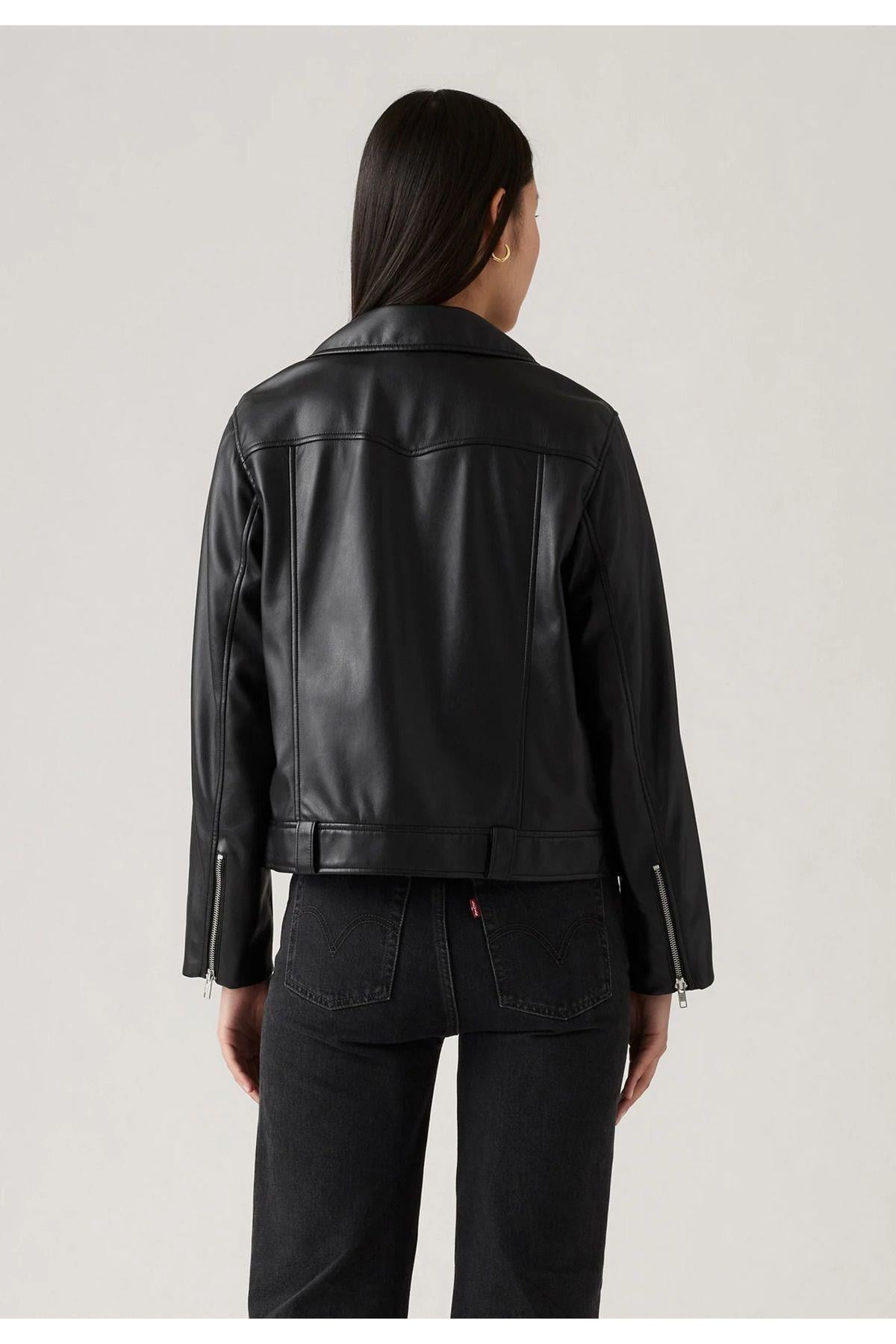 Levi's Kadın Fonksiyonel Kendal Moto Biker Deri Ceket - A9373-0000 - Levi's - A9373-0000
