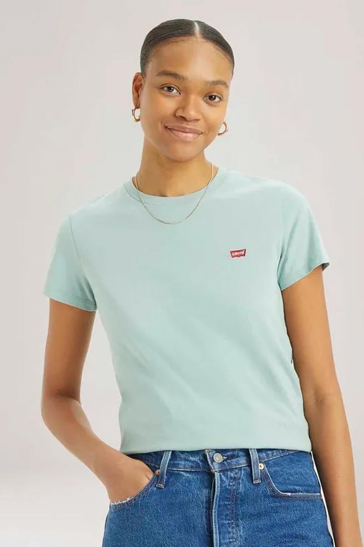 Levi's Kadın Pamuklu Açık Yeşil Basic T-shirt -  A4917-0008 - Levi's - A4917-0008