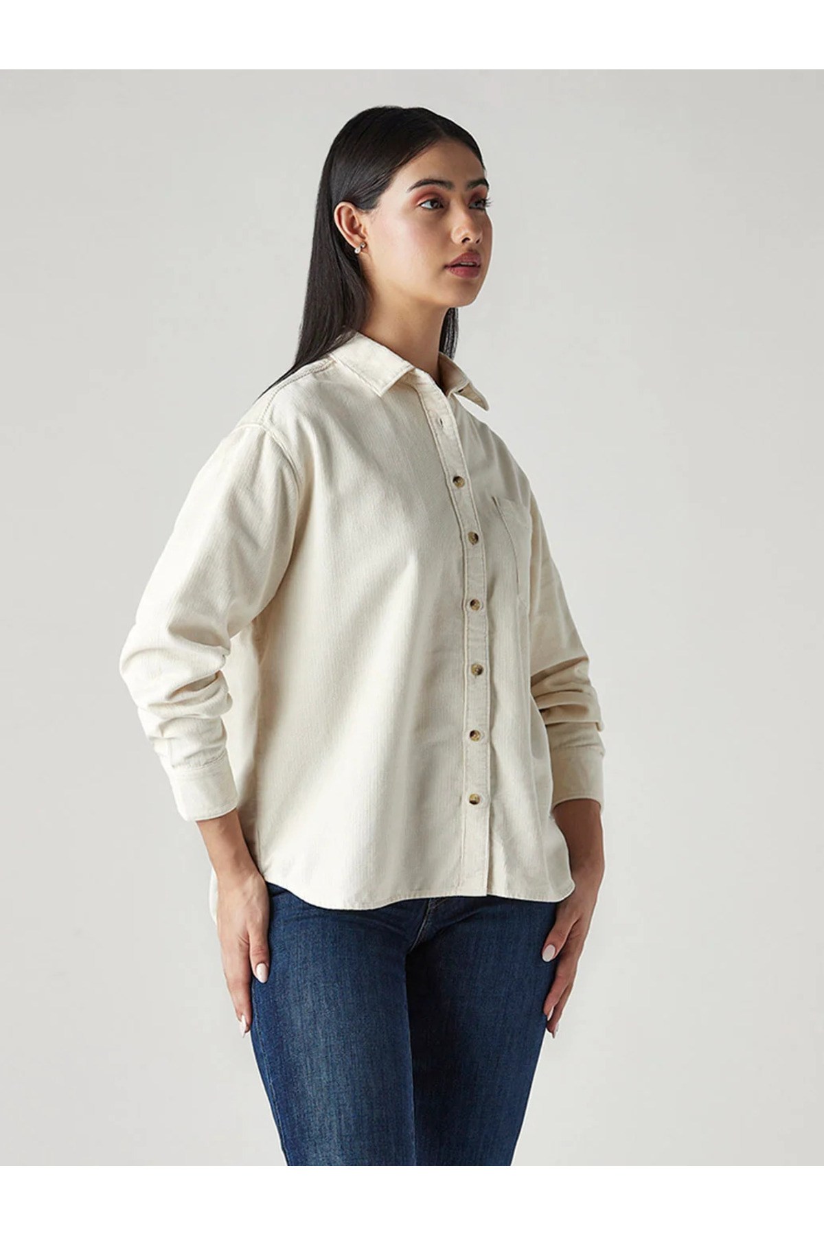 Levi's Kadın Rahat Kesimli Krem Kadife Gömlek 006C1-0021 - Levi's - 006C1-0021