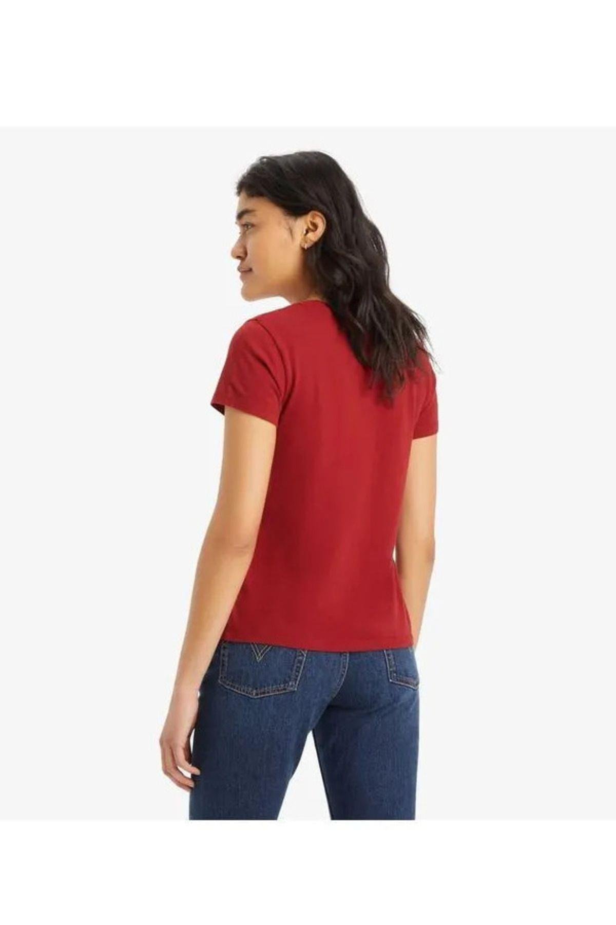 Levi's Kadın V Yaka Bordo T-shirt - A3170-0026 - Levis - A3170-0026