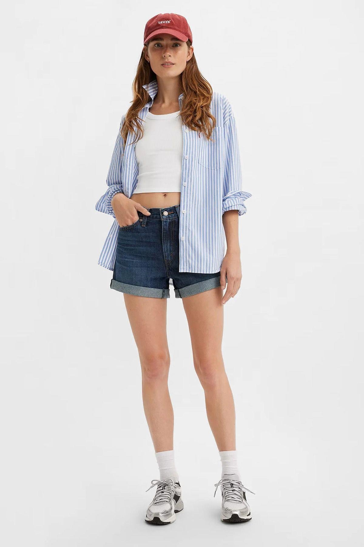 Levi's Kadın Yüksek Bel Mavi Kadın Mom Denim Kot Şort -  A5564-0004 - Levi's - A5564-0004