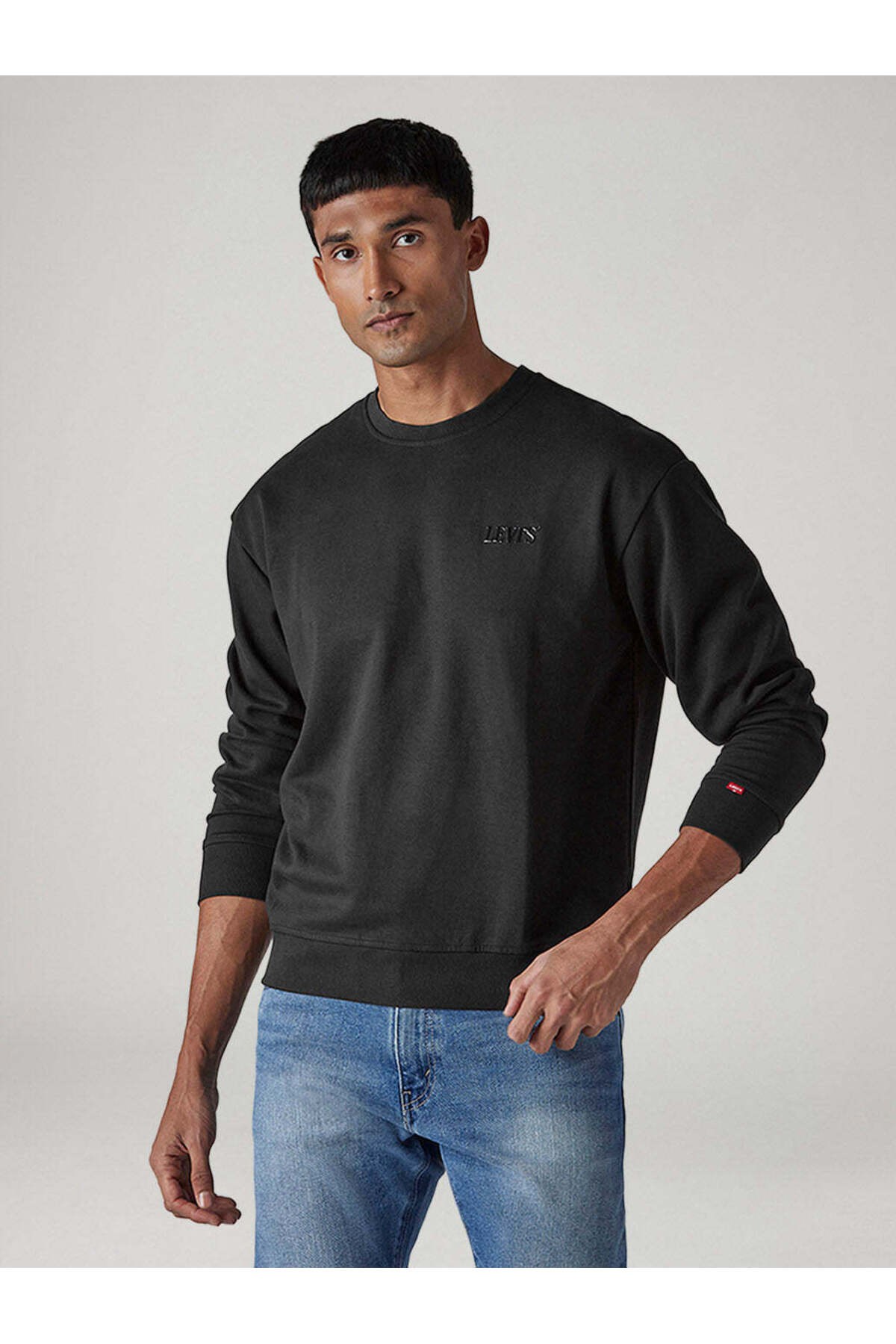 Levi's Relaxed Erkek Bisiklet Yaka Logolu Siyah Sweatshirt - A8398-0098 - Levi's - A8398-0098