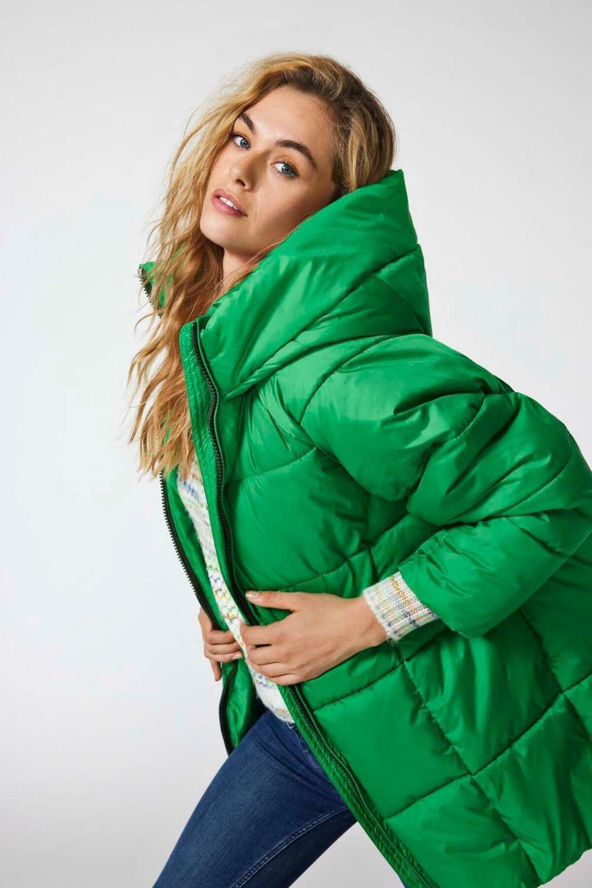 Only Asta Oversize Puffer Kadın Uzun Yeşil Mont Parka - 15293818 - Only - 15293818-Green Bee