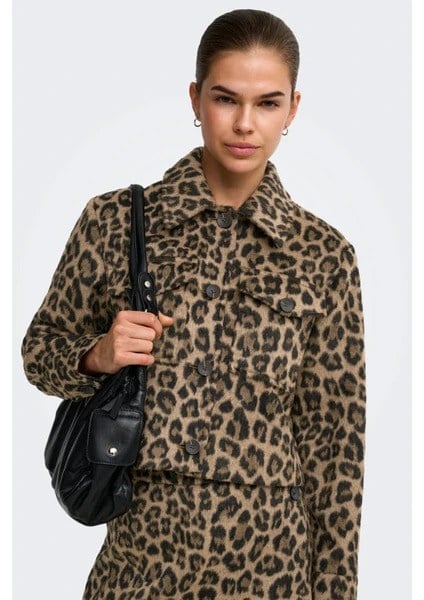 Only Bayan Onlemilia Leopar Desenli Kısa Ceket - 15374105 - Only - 15374105