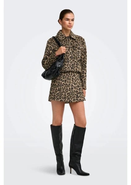Only Bayan Onlemilia Leopar Desenli Kısa Ceket - 15374105 - Only - 15374105