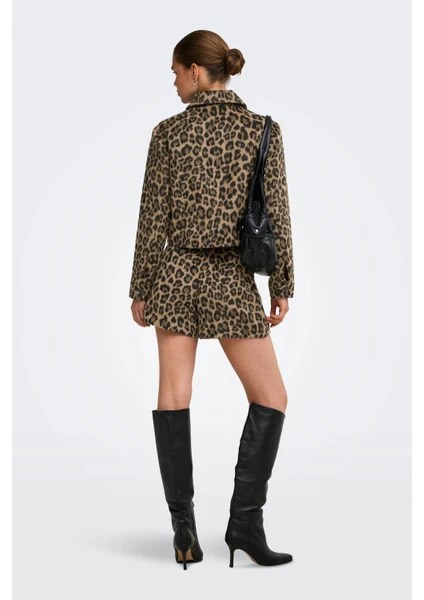 Only Bayan Onlemilia Leopar Desenli Kısa Ceket - 15374105 - Only - 15374105