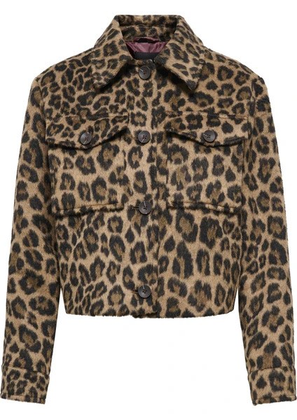 Only Bayan Onlemilia Leopar Desenli Kısa Ceket - 15374105 - Only - 15374105