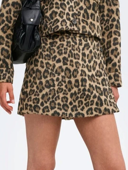 Only Bayan Onlemilia Leopar Desenli Şort Etek - 15374110 - Only - 15374110