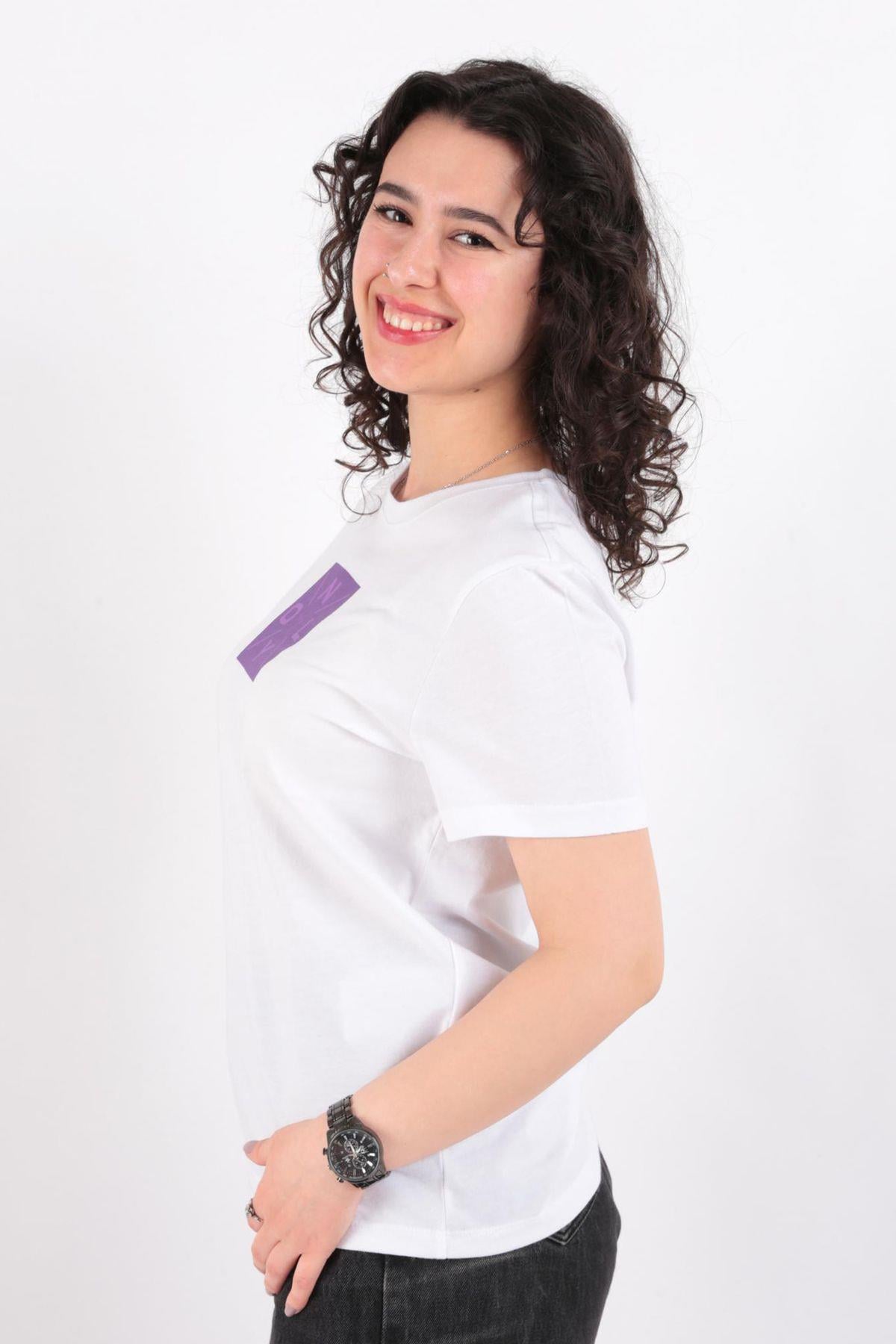 Only Beyaz Onllotta Tee Baskılı Kadın T-shirt - 15339251 - Only - 15339251