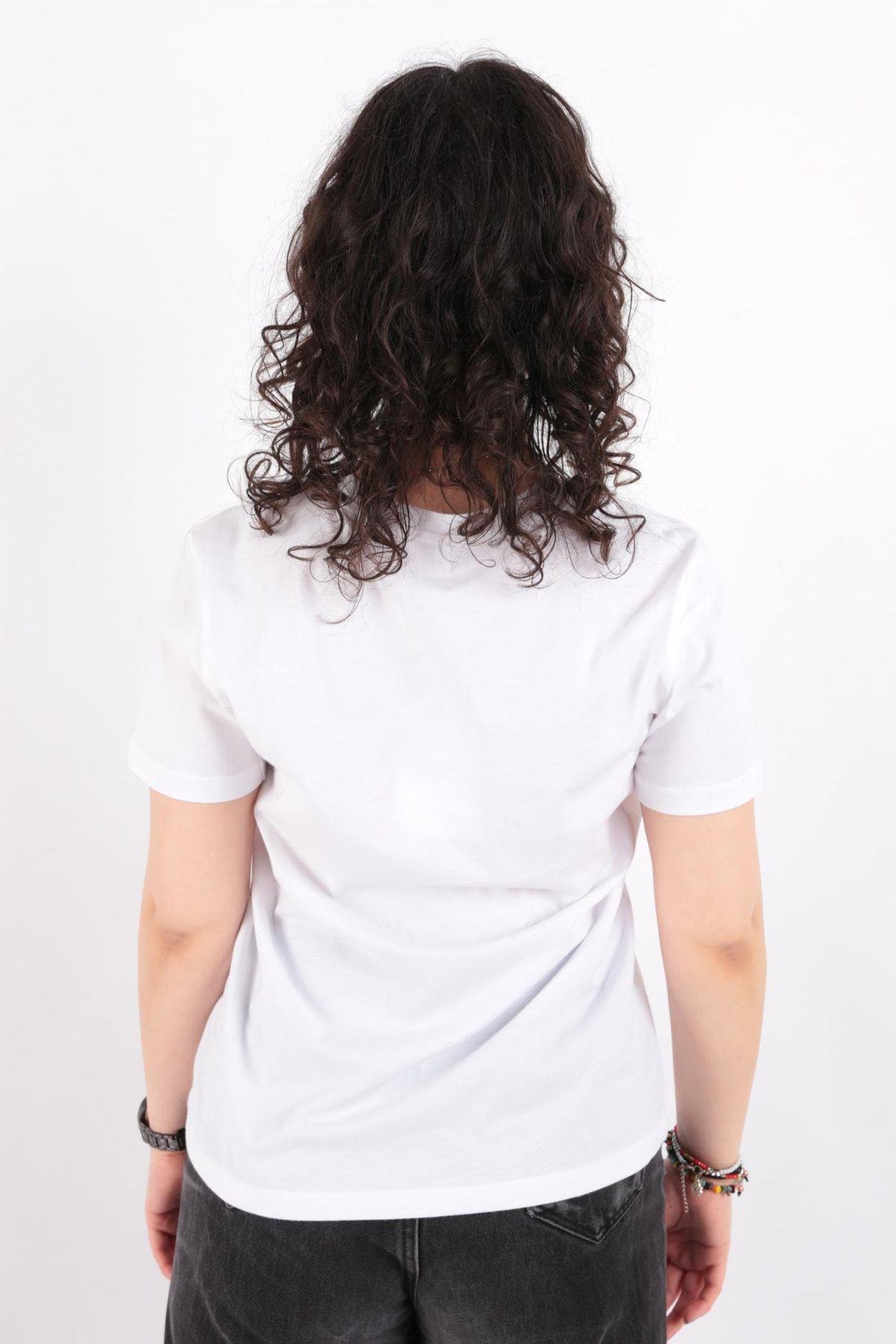 Only Beyaz Onllotta Tee Baskılı Kadın T-shirt - 15339251 - Only - 15339251