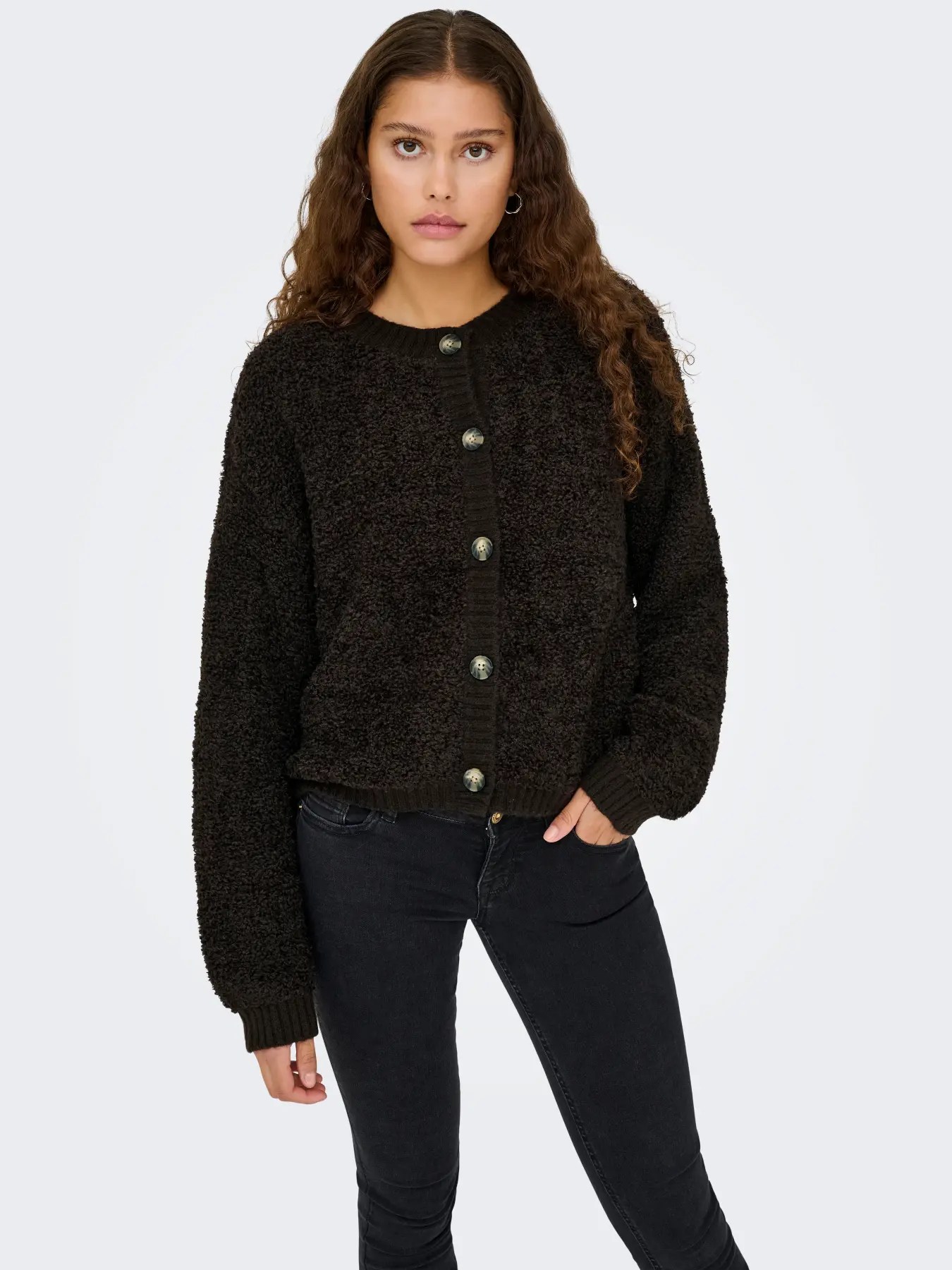 Only Jdy Kadın Jdyeıra Düğmeli Peluş Kahverengi Hırka - 15337012 - Only - 15337012