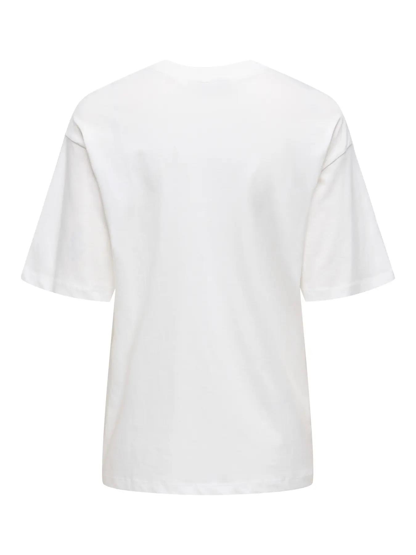 Only JDY Kadın Yuvarlak Yaka Beyaz T-Shirt - 15366305 - Only - 15366305