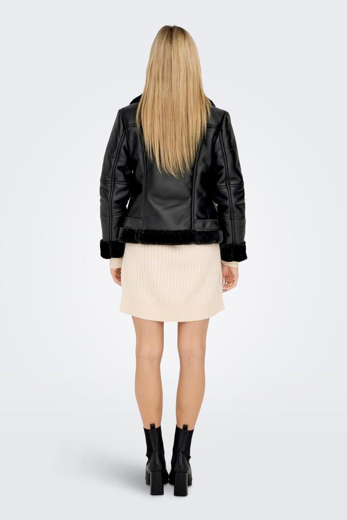 Only Kadın Agneta Faux Kadın Deri Ceket Mont - 15260002 - Only - 15260002-Black