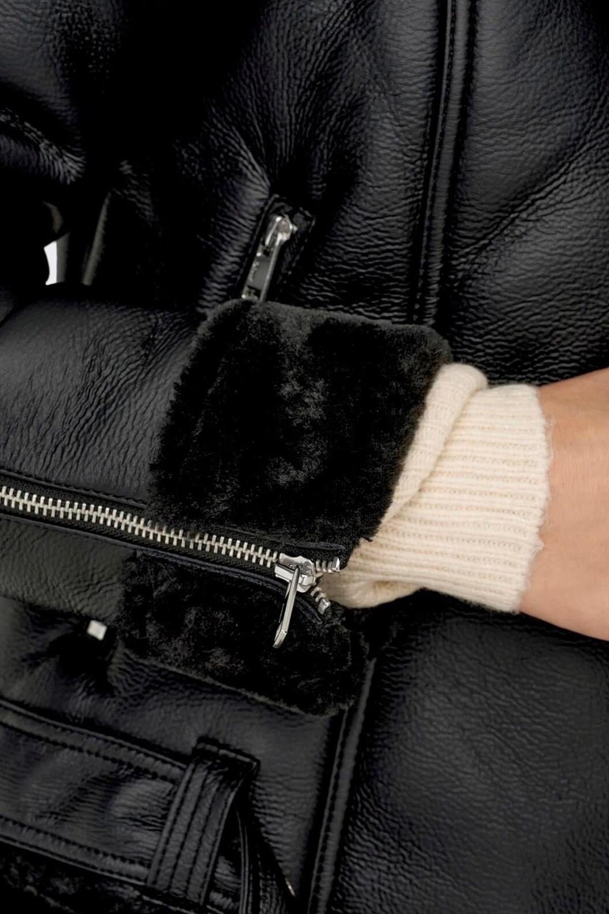 Only Kadın Agneta Faux Kadın Deri Ceket Mont - 15260002 - Only - 15260002-Black