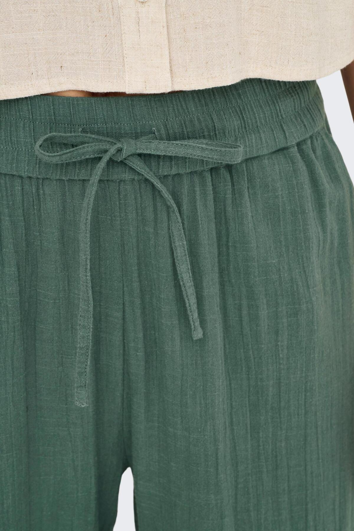 Only Kadın Belden Bağlama Detaylı Yeşil Pantolon - 15319090  - Only - 15319090-2