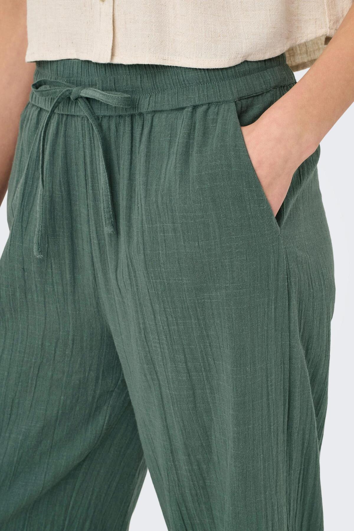 Only Kadın Belden Bağlama Detaylı Yeşil Pantolon - 15319090  - Only - 15319090-2