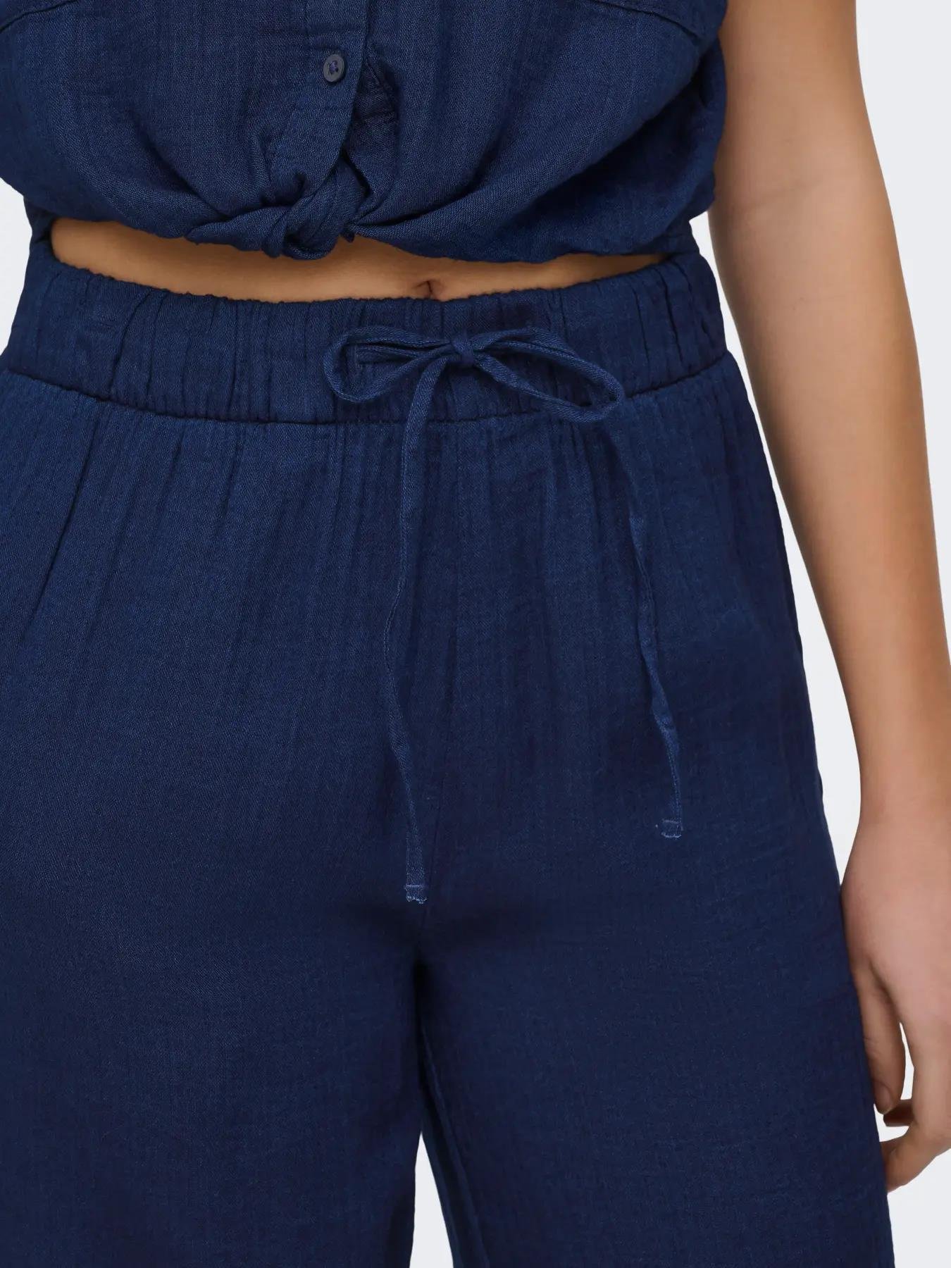 Only Kadın Belden Lastikli Lacivert Pantolon - 15367285 - Only - 15367285