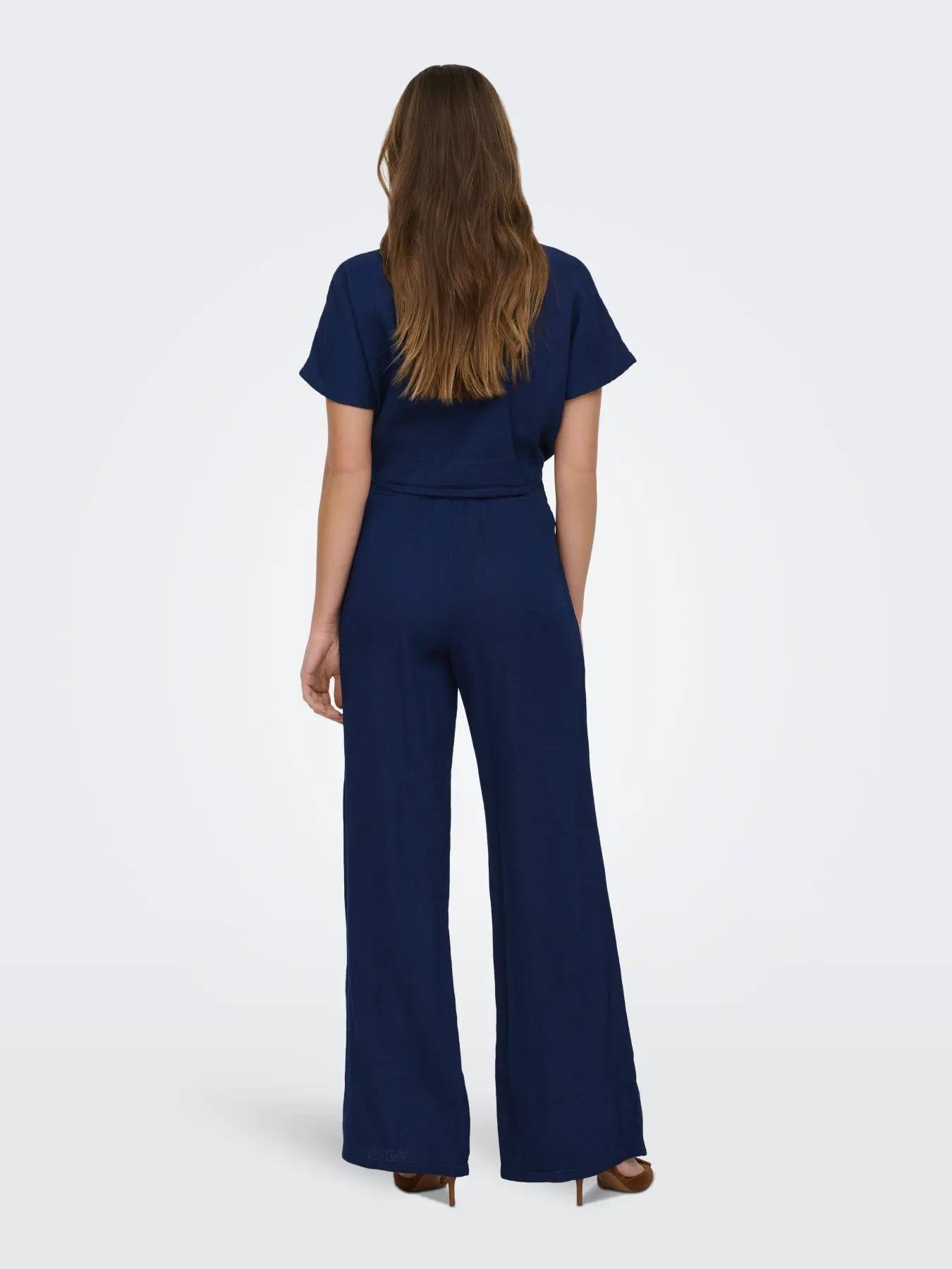 Only Kadın Belden Lastikli Lacivert Pantolon - 15367285 - Only - 15367285