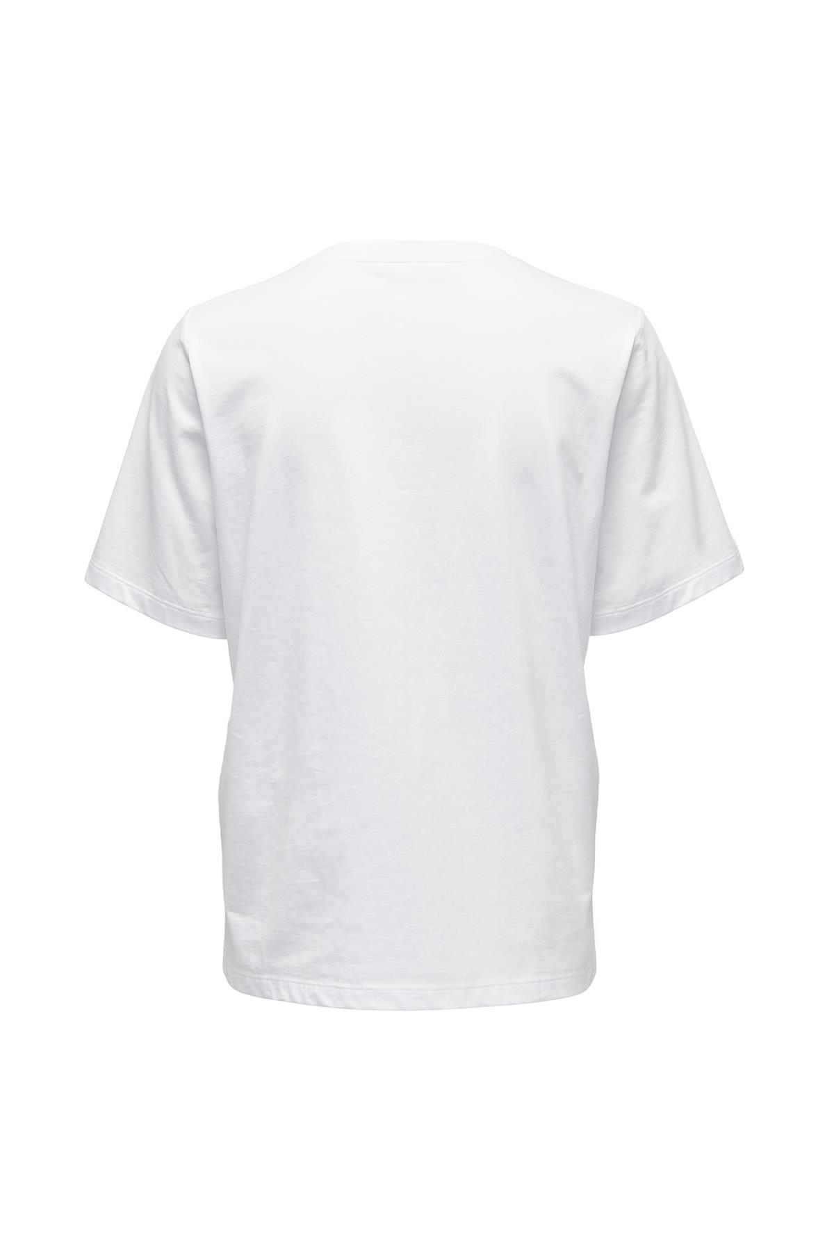 Only Kadın Bisiklet Yaka Beyaz T-Shirt - 15270390 - Only - TYC00734834774