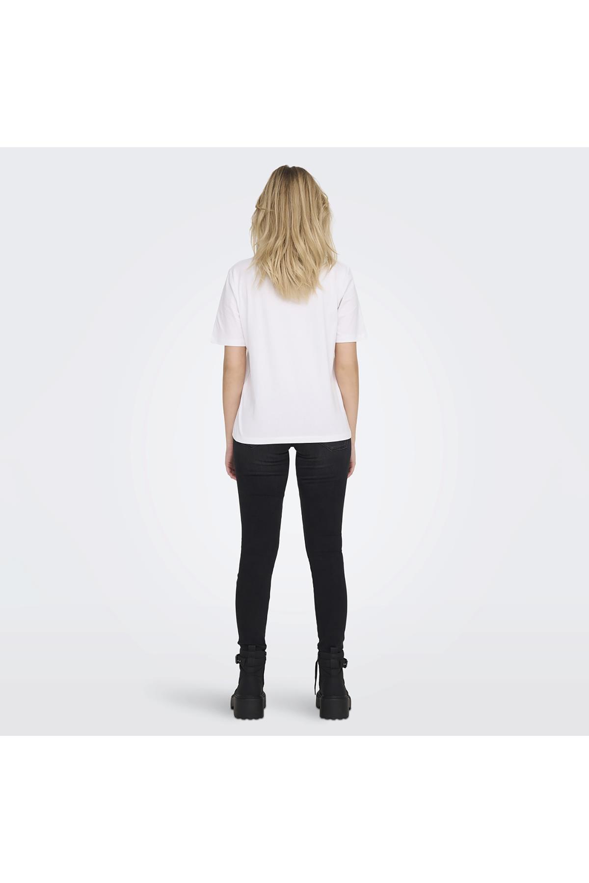 Only Kadın Bisiklet Yaka Beyaz T-Shirt - 15270390 - Only - TYC00734834774
