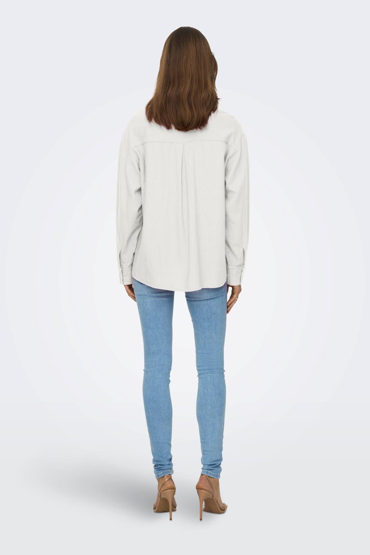 Only Kadın Cepli Keten Gömlek Oversize Fit ONLCARO - 15278795 - Only - 15278795
