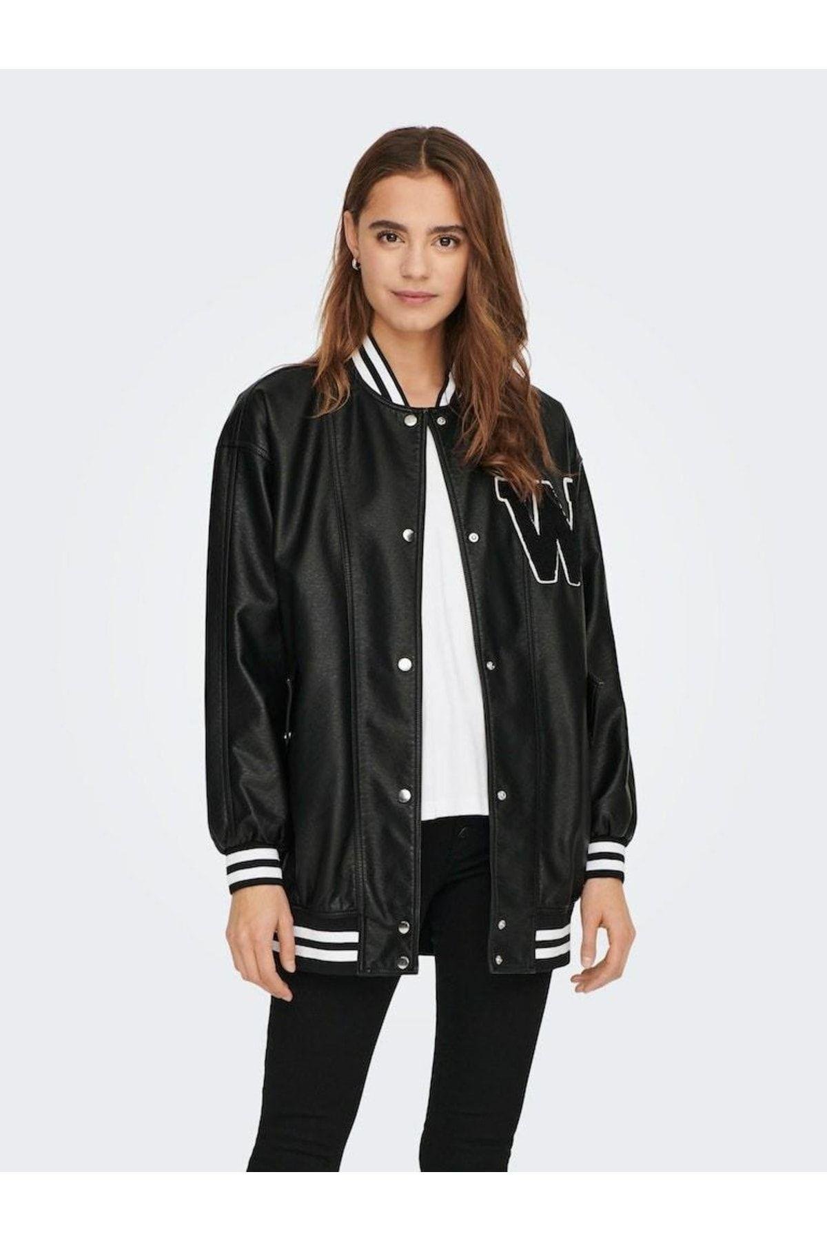 Only kadın Deri Ceket Kolej Ceketi Faux Leather Bomber Jacket -15277722 - Only - 15277722