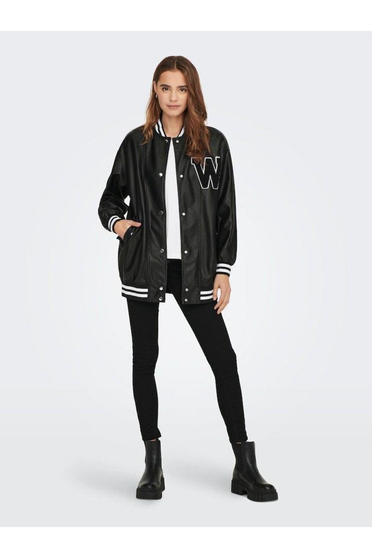 Only kadın Deri Ceket Kolej Ceketi Faux Leather Bomber Jacket -15277722 - Only - 15277722