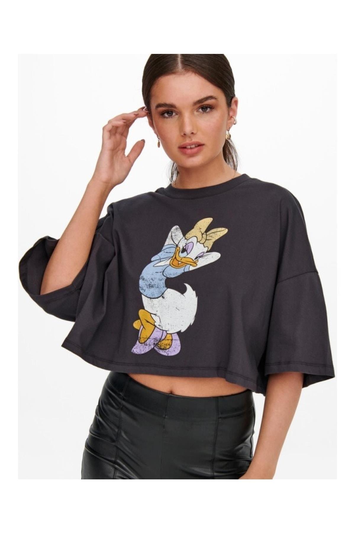 Only Kadın Duffy Dasiy Duck Crop Geniş T-shirt - 15262415 - Only - 15262415