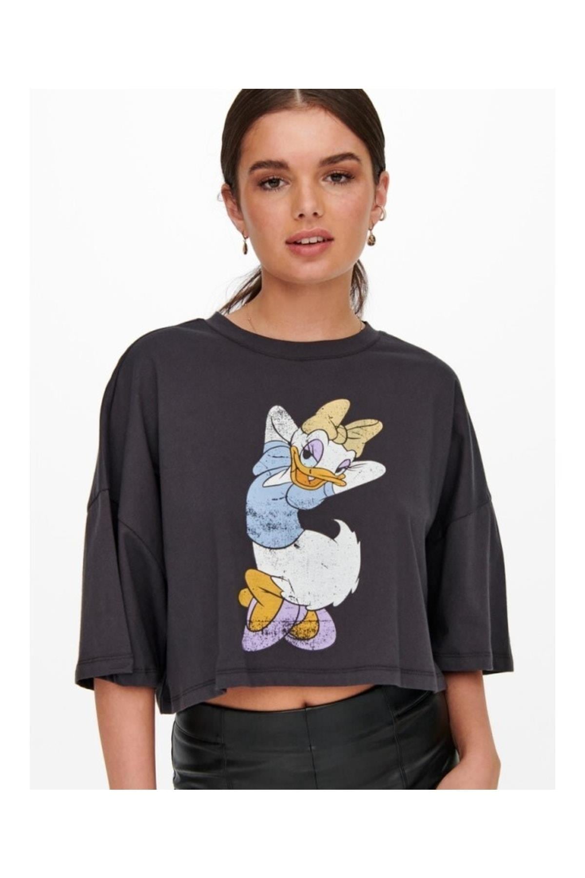 Only Kadın Duffy Dasiy Duck Crop Geniş T-shirt - 15262415 - Only - 15262415