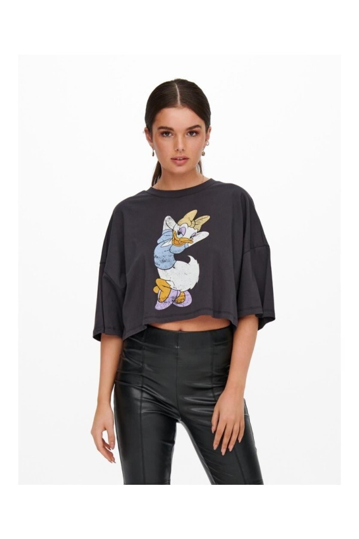 Only Kadın Duffy Dasiy Duck Crop Geniş T-shirt - 15262415 - Only - 15262415