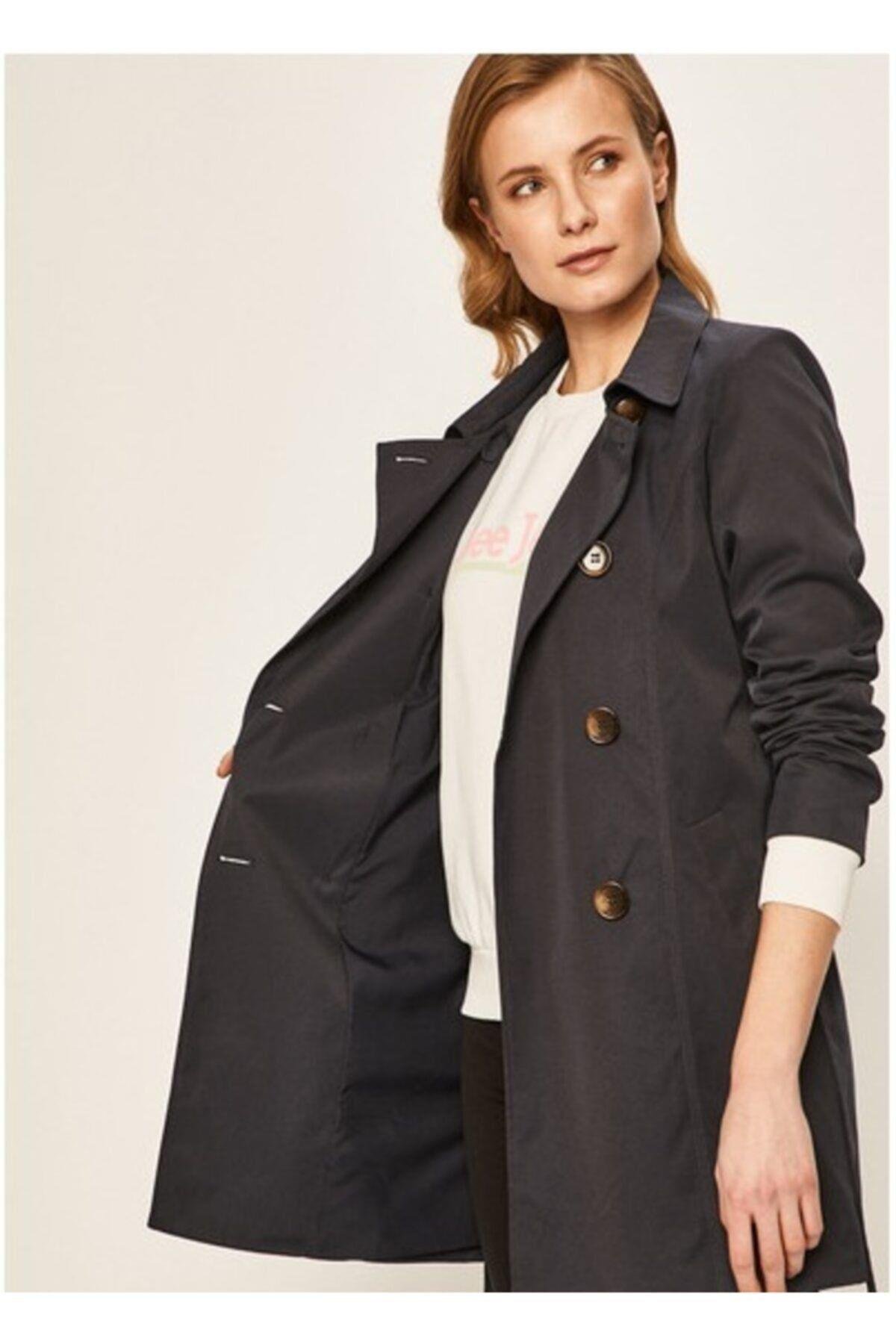 Only Kadın Düğmeli Kemerli Kruvaze Trençkot - 15191821 - Only - STYLE NO 15191821