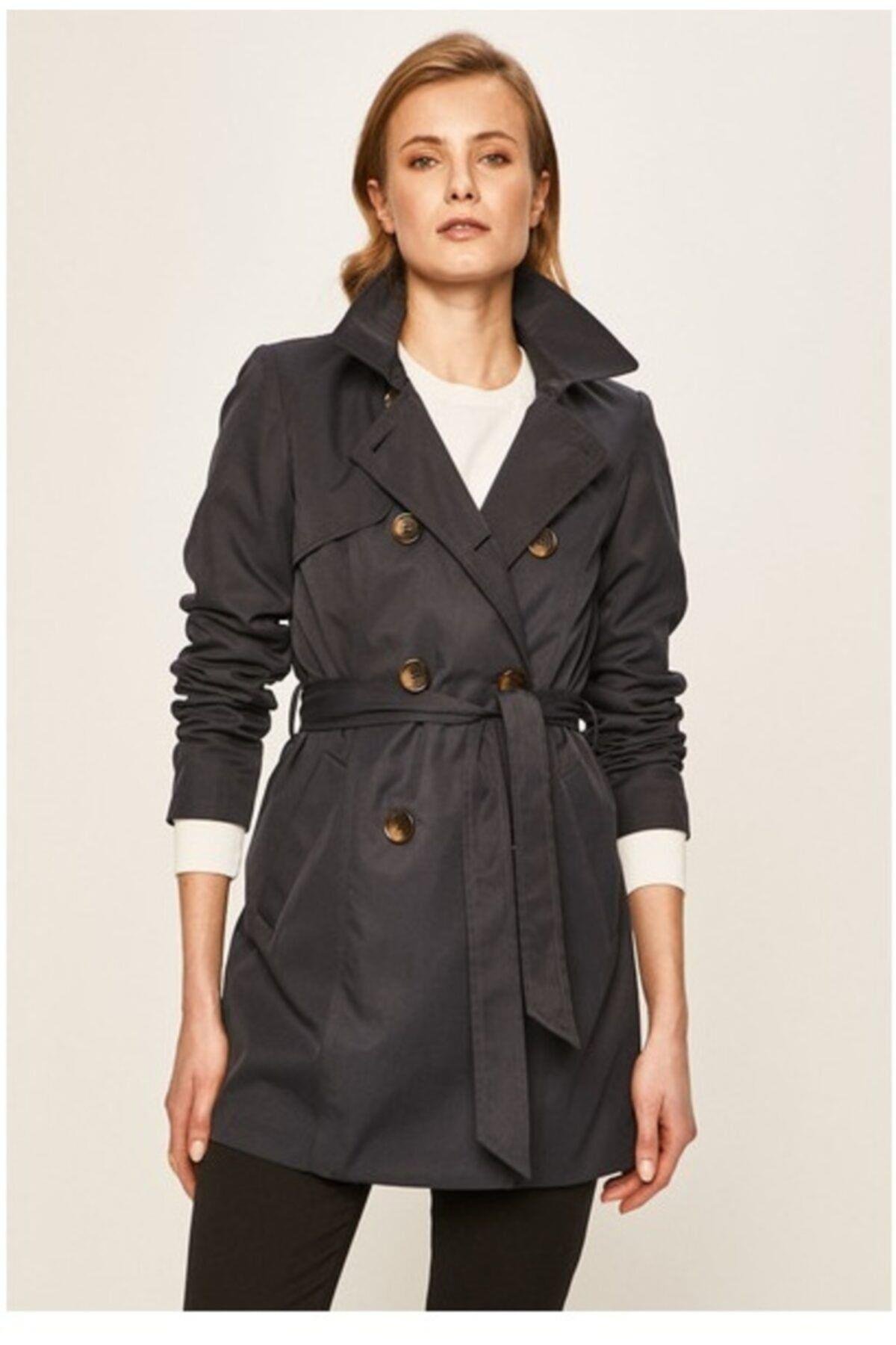 Only Kadın Düğmeli Kemerli Kruvaze Trençkot - 15191821 - Only - STYLE NO 15191821