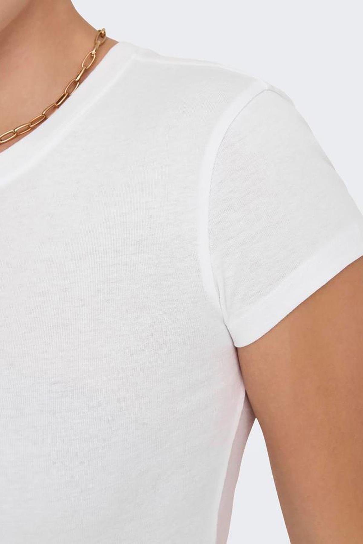 Only Kadın Elina Kadın Beyaz Basic T-shirt - 15320229-W - Only - 15320229-W