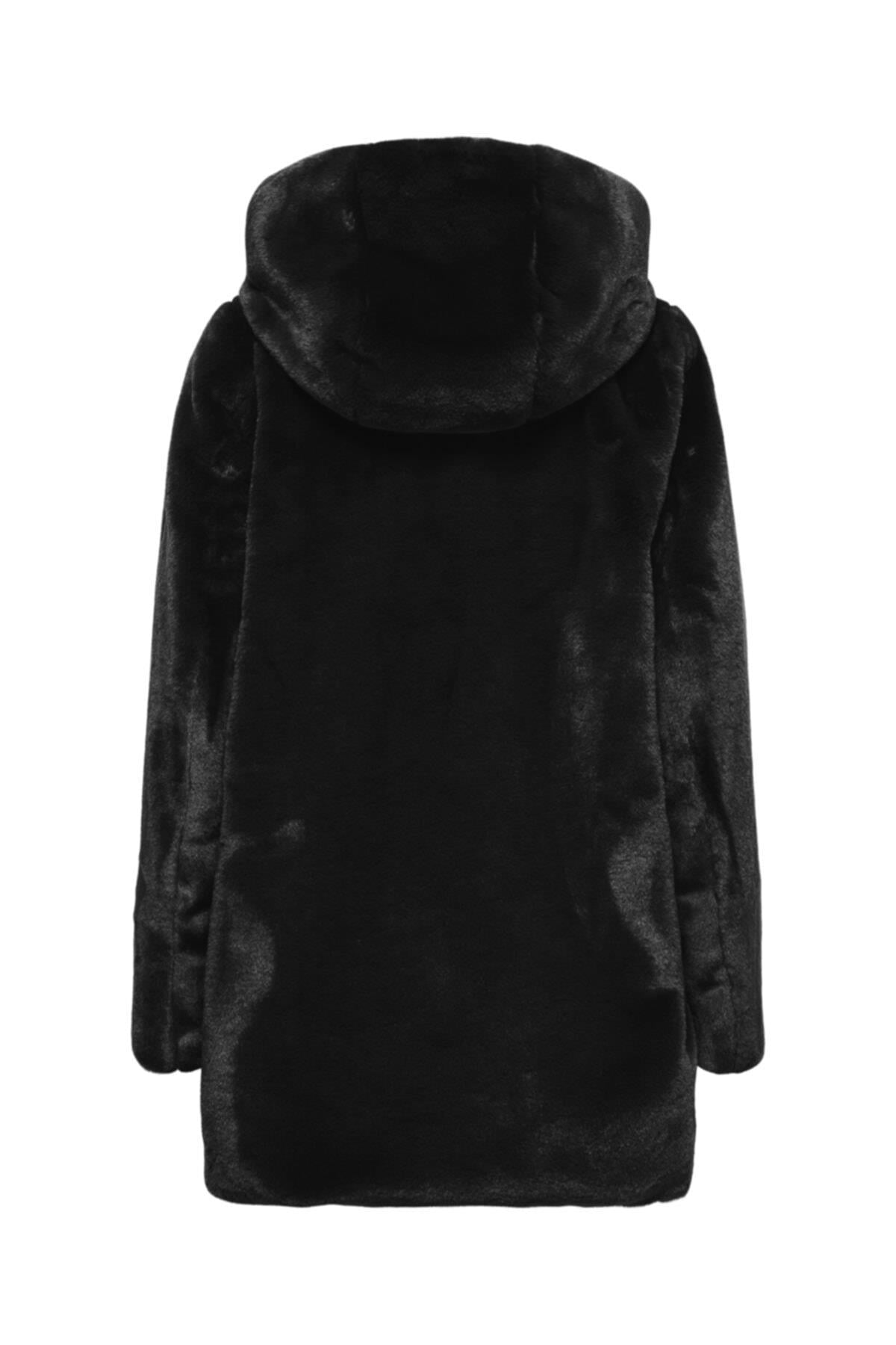 Only Kadın Fermuarlı Kapüşonlu Uzun Peluş Kürk 15205622 ONLMALOU - Only - 152005622