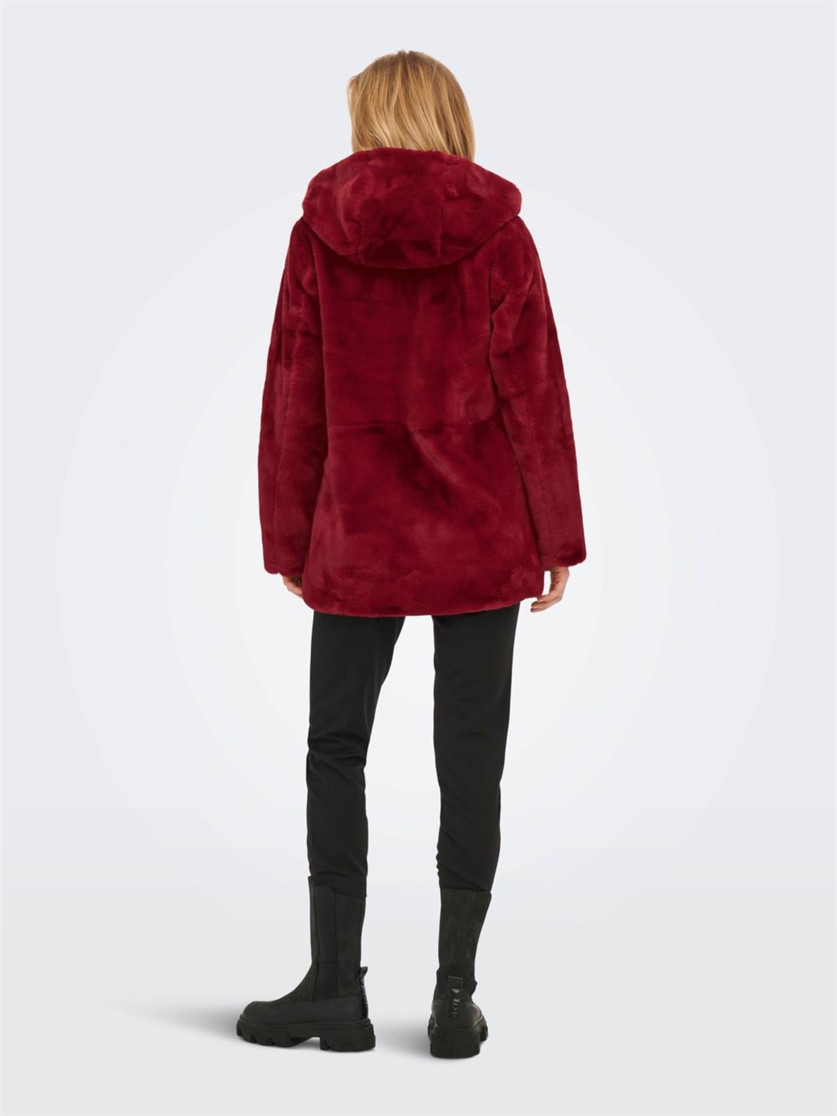 Only Kadın Fermuarlı Kapüşonlu Uzun Peluş Kürk 15205622 ONLMALOU - Only - 152005622
