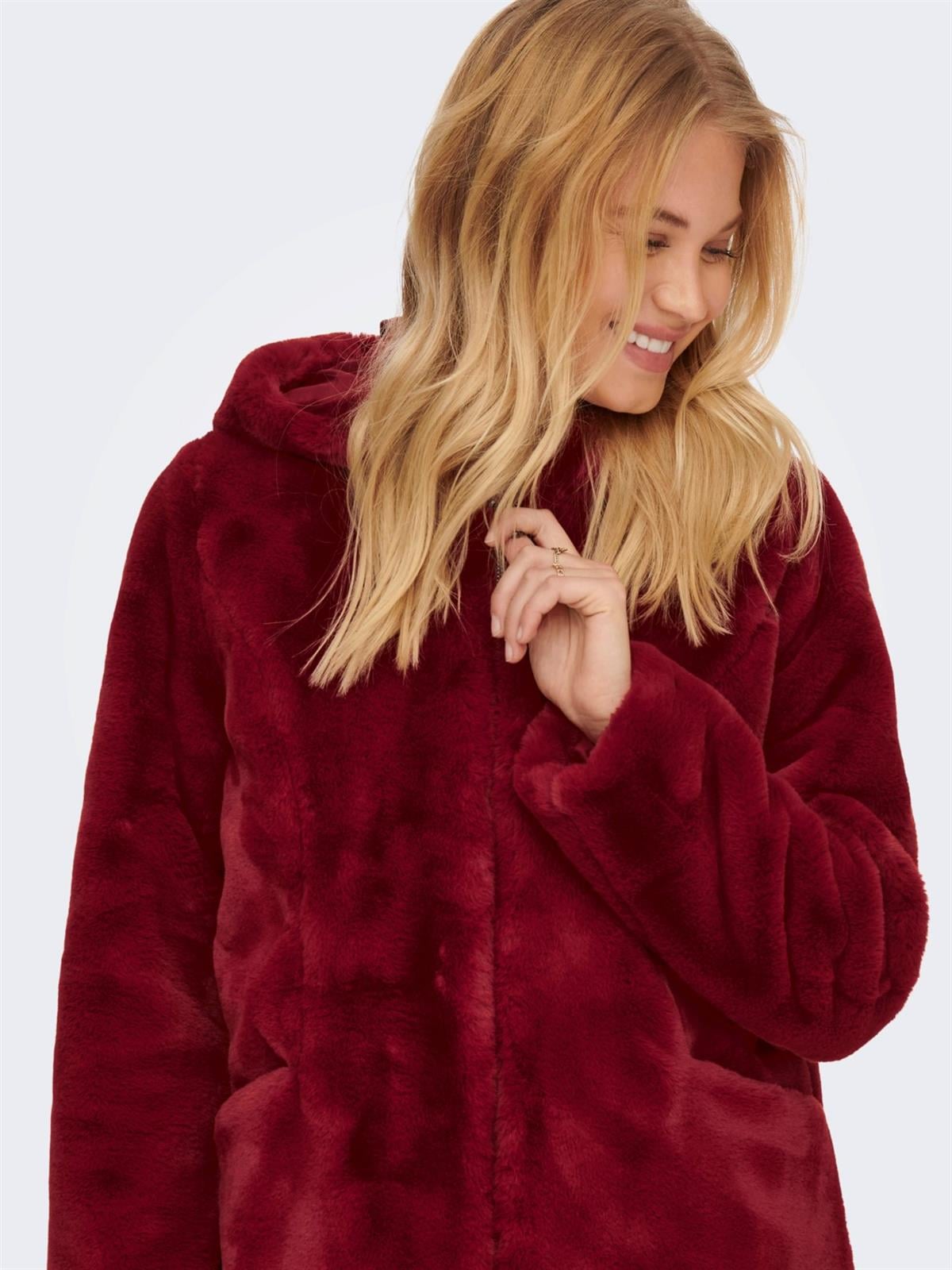 Only Kadın Fermuarlı Kapüşonlu Uzun Peluş Kürk 15205622 ONLMALOU - Only - 152005622
