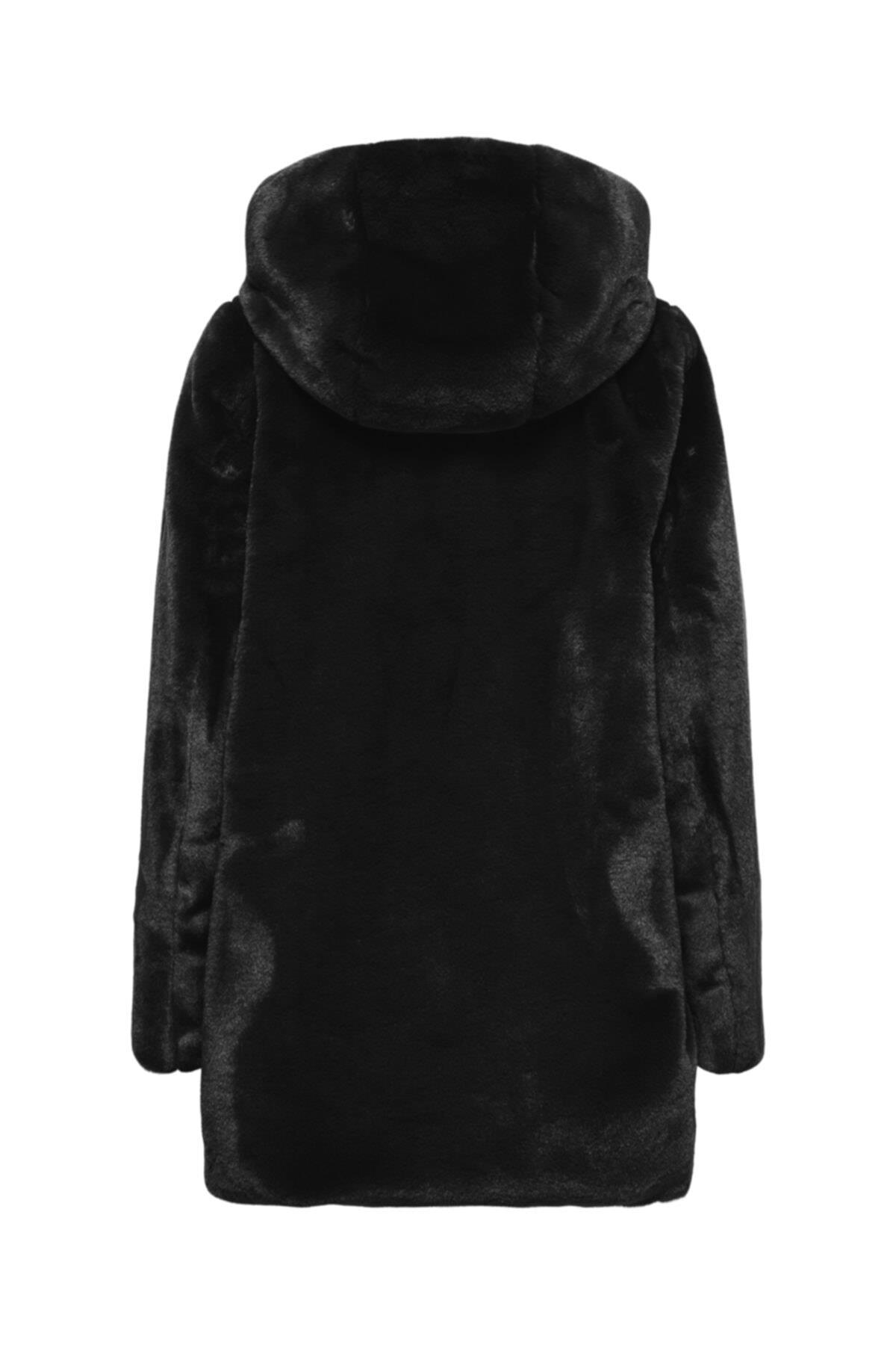 Only Kadın Fermuarlı Kapüşonlu Uzun Peluş Kürk 15205622 ONLMALOU - Only - 152005622