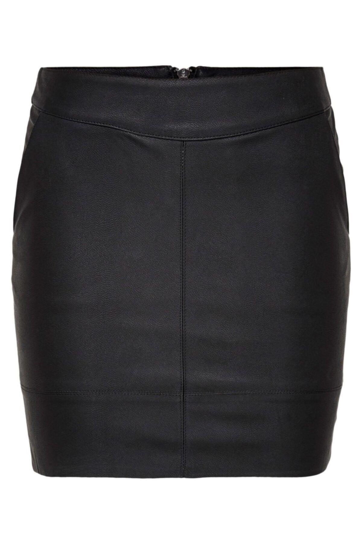Only Kadın Fermuarlı Suni Deri Mini Etek - 15164809 - Only - 15164809