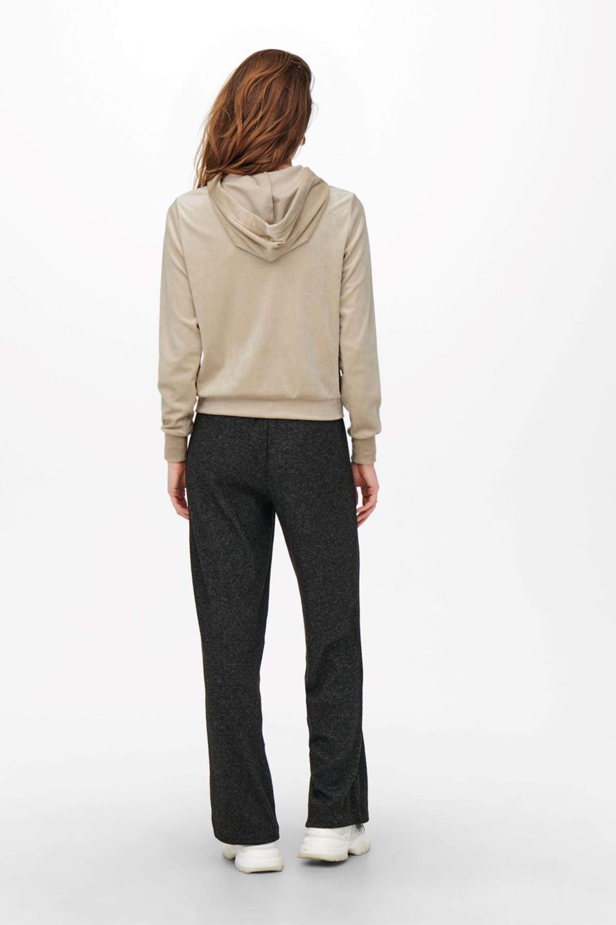 Only Kadın Kadife Fermuarlı Kapüşonlu Sweatshirt ZIP hood -  15252233 - Only - 15252233