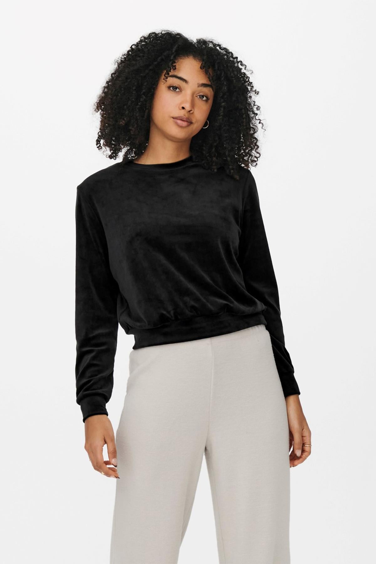 Only Kadın Kadife Sweatshirt Kazak Velvet O-neck - 15254741 - Only - 15254741