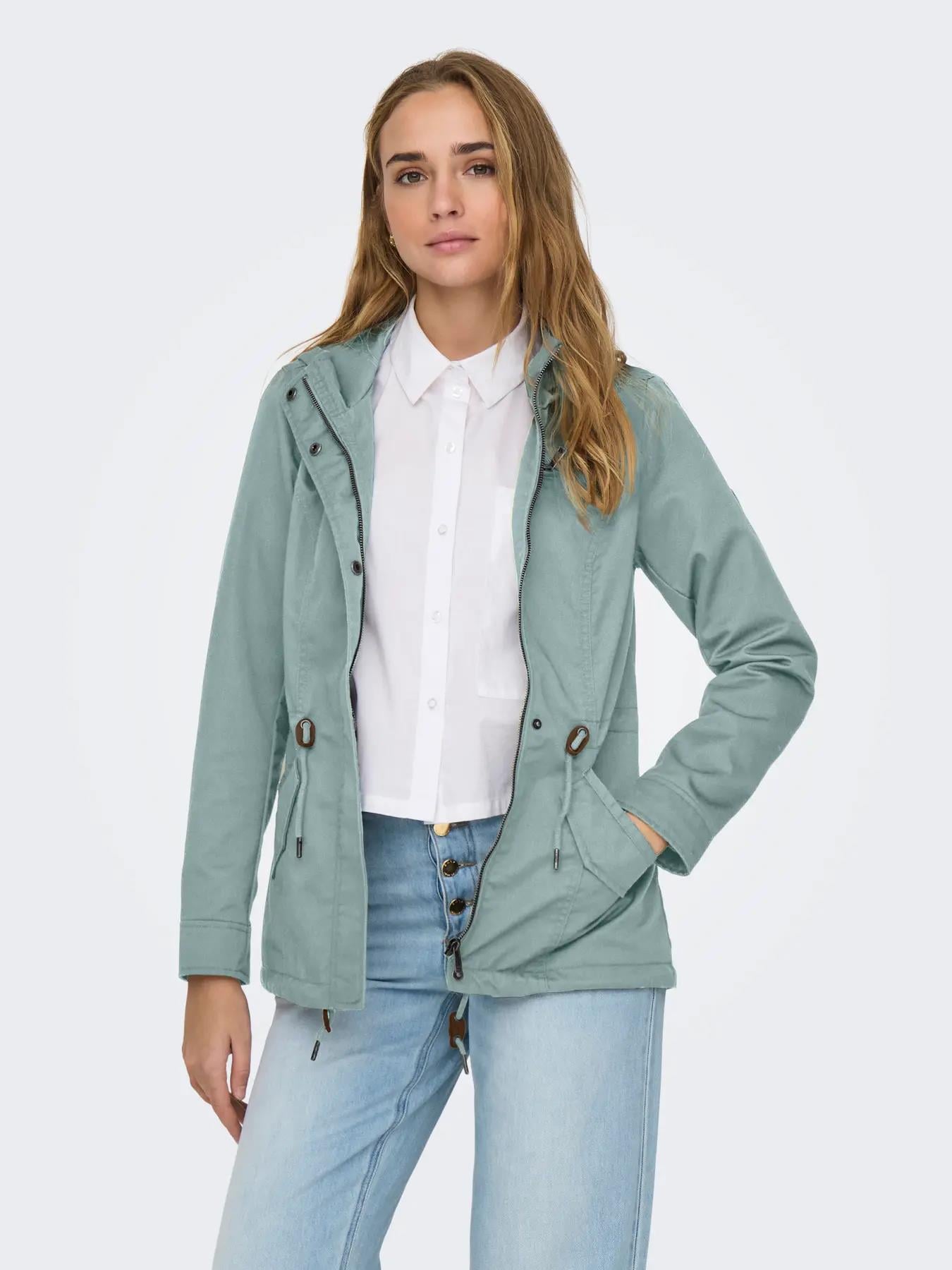 Only Kadın Kapüşonlu Canvas Parka Mavi Ceket - 15319876 - Only - 15319876-1