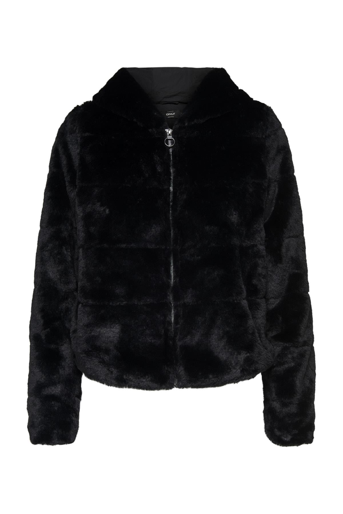 Only Kadın Kapüşonlu Suni Kürk Peluş Mont - 15156560 - Only - 15156560
