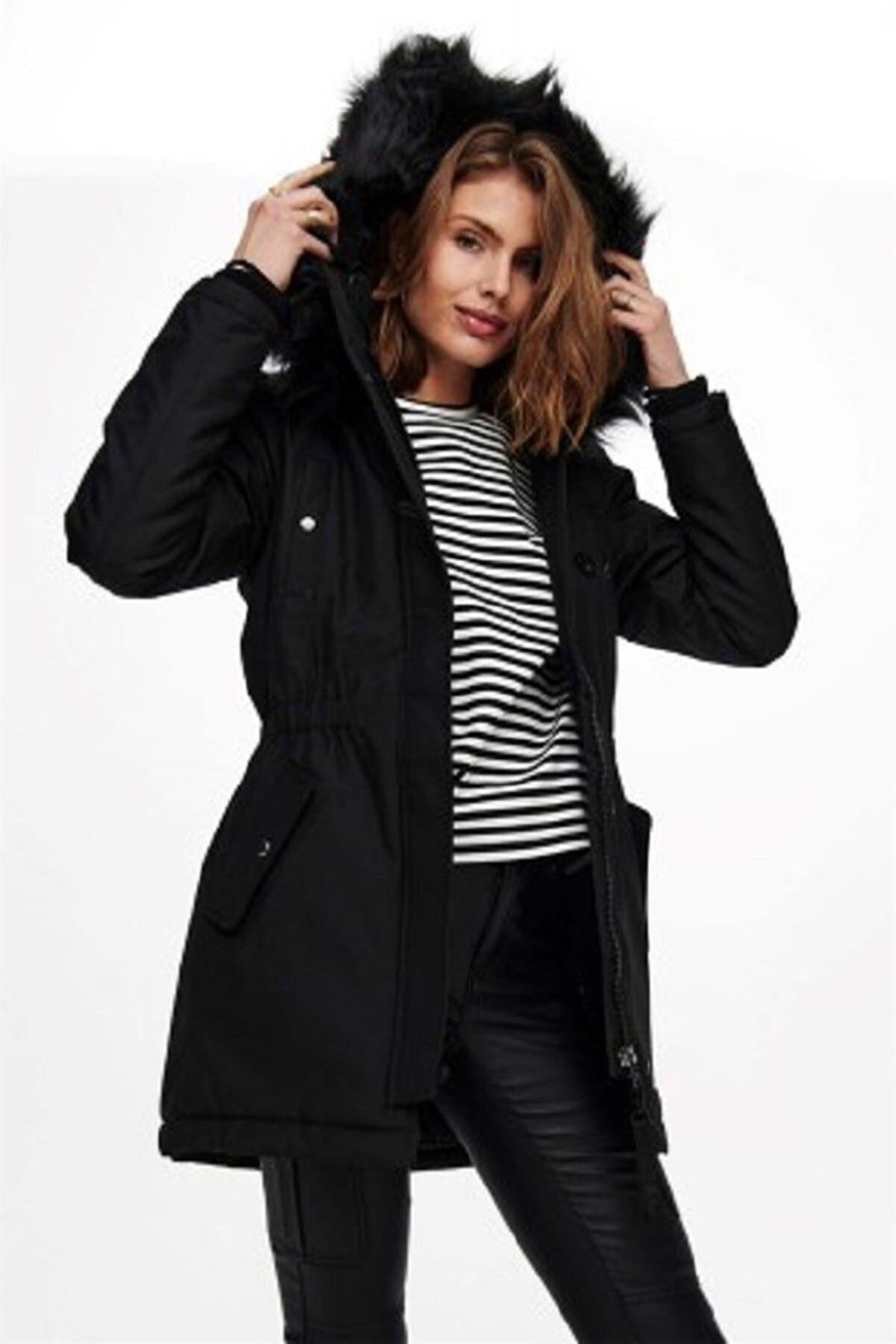 Only Kadın Kapüşonlu Uzun Mont Parka - 15213755 - Only - 15213755