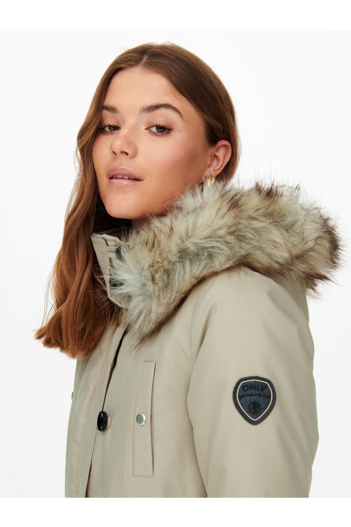 Only Kadın Kapüşonlu Uzun Mont Parka - 15213755 - Only - 15213755